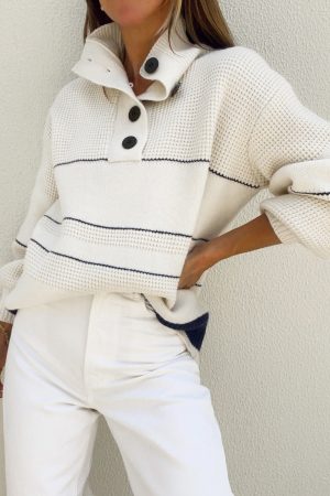 Open Collar Button Up Sweater