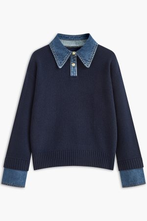 2 in 1 Panel Lapel Sweater