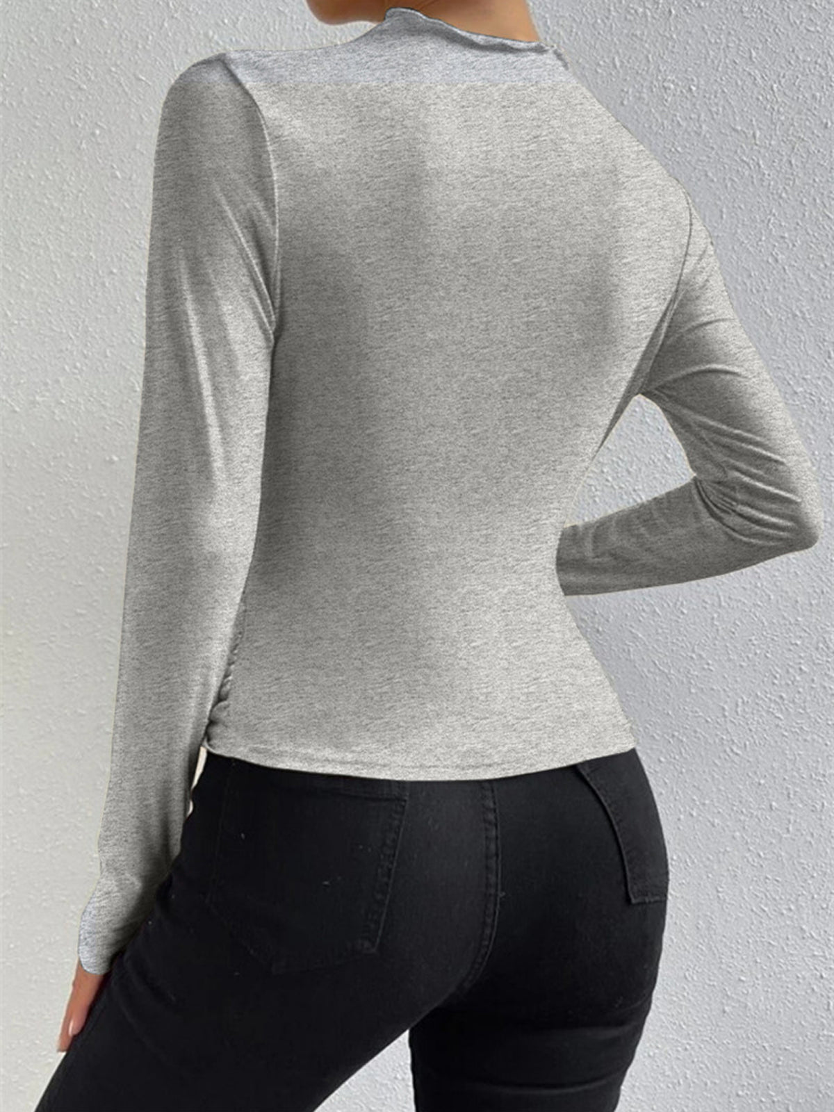 Ruching Long Sleeve Shirt - Image 4