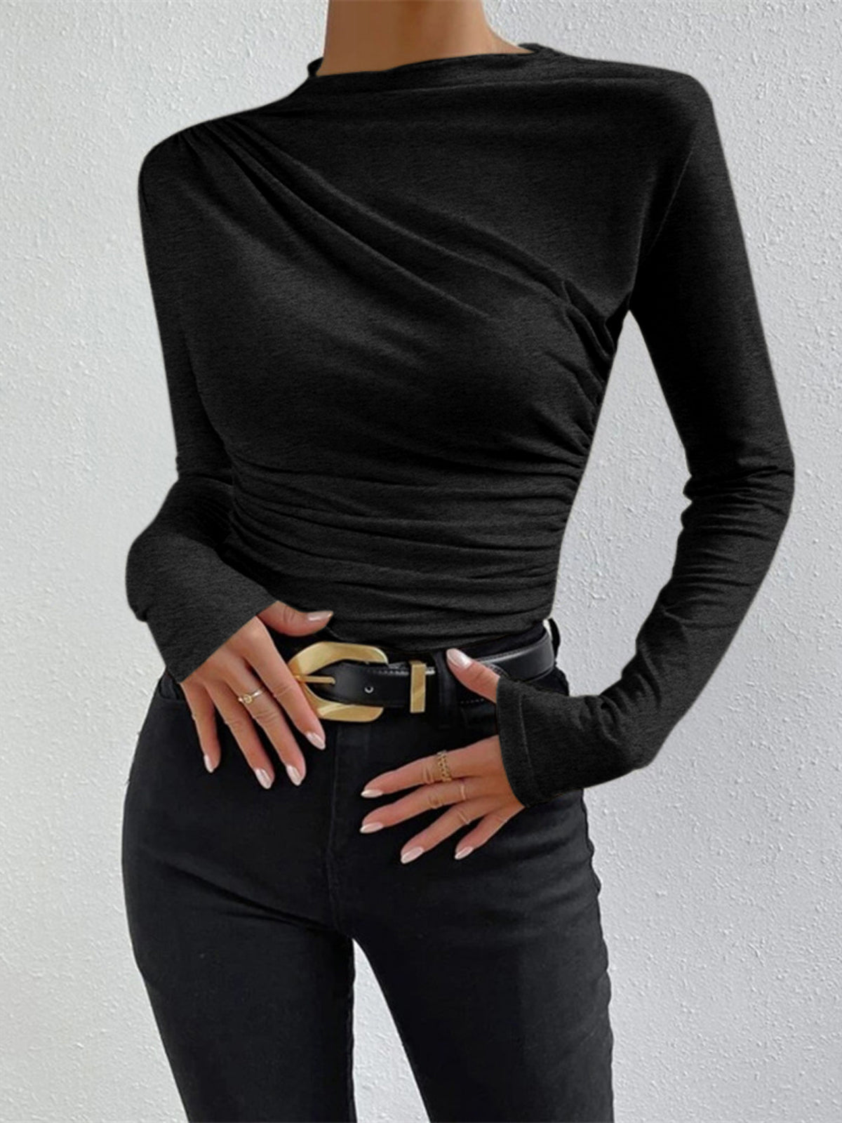 Ruching Long Sleeve Shirt - Image 8