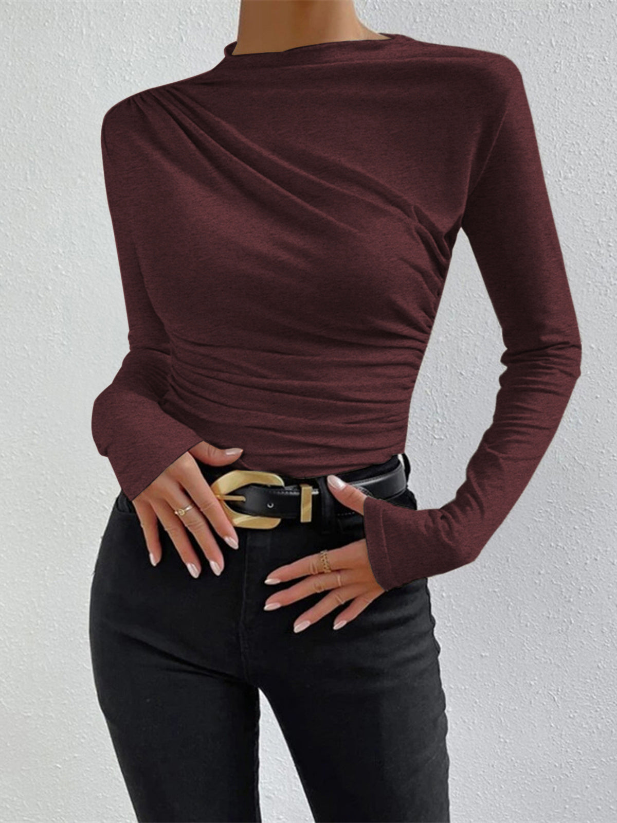 Ruching Long Sleeve Shirt - Image 14