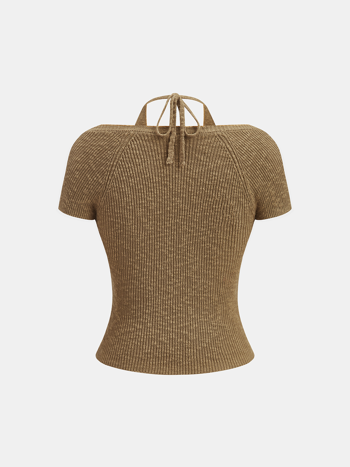 Halter Wrap Short Sleeve Knit Top - Image 2