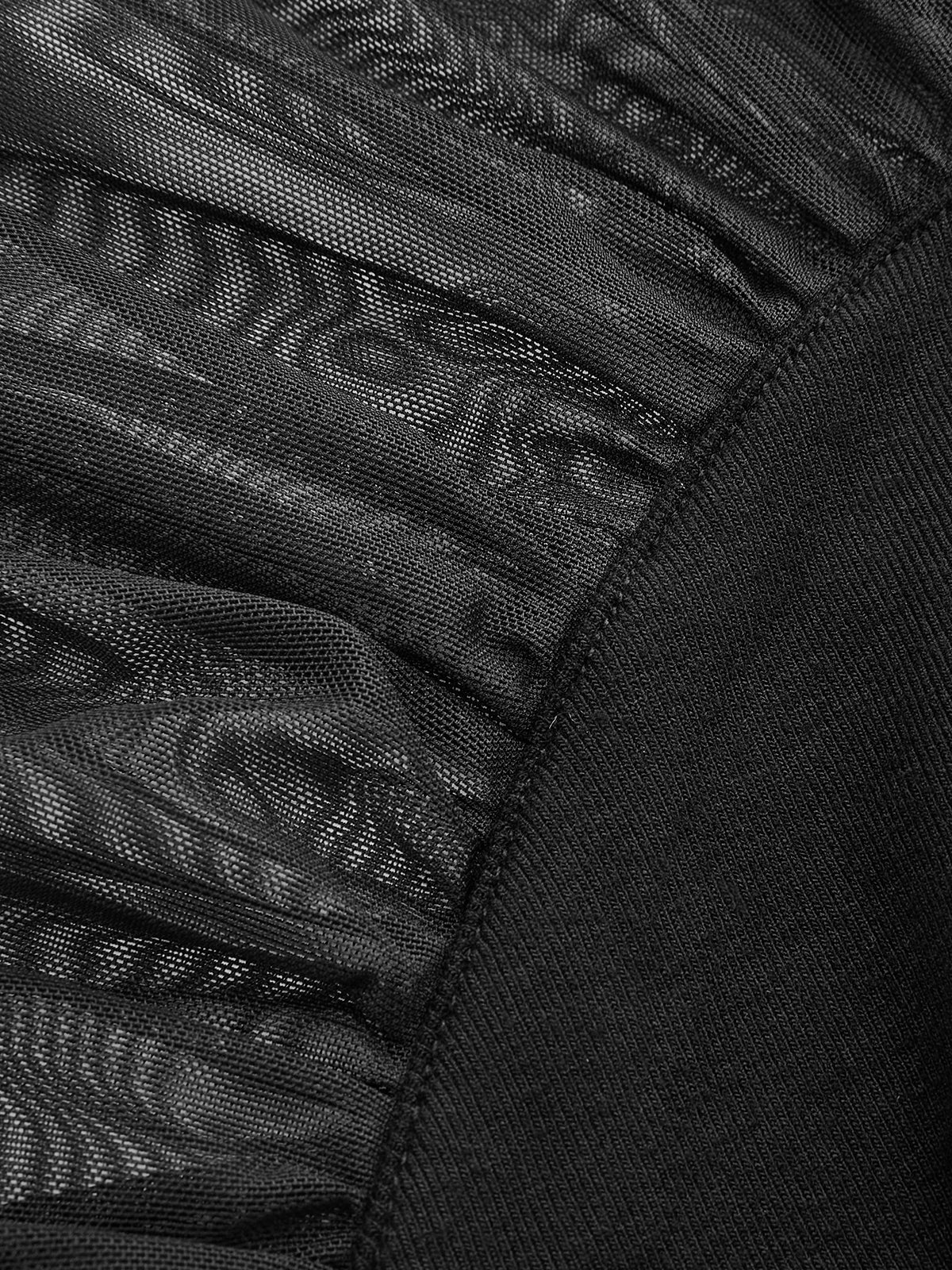 Mock Neck Mesh Sleeve Knit Top - Image 5