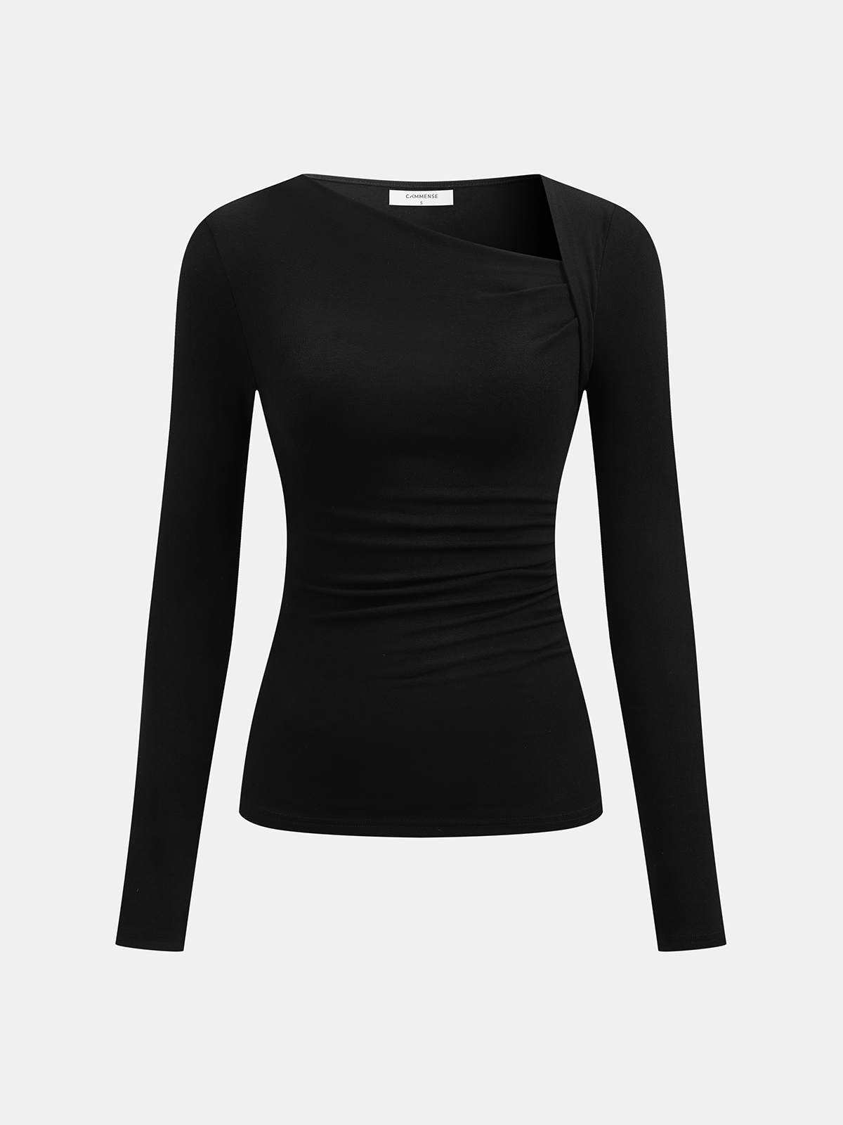 Ribbed Knit Long Sleeve Asymmetric Shirt - Image 5