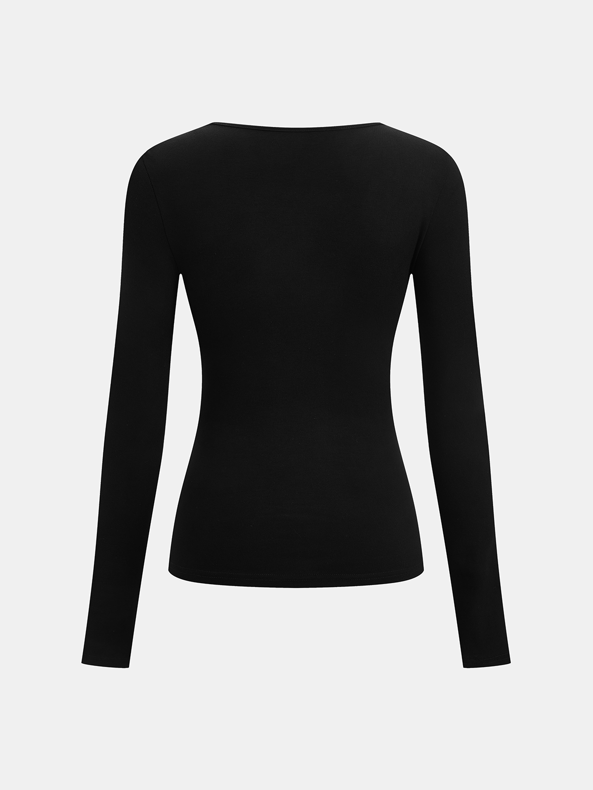 Ribbed Knit Long Sleeve Asymmetric Shirt - Image 6